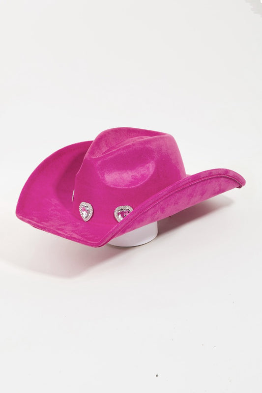 Cowgirl Hat- Pave Rhinestone Heart Shape