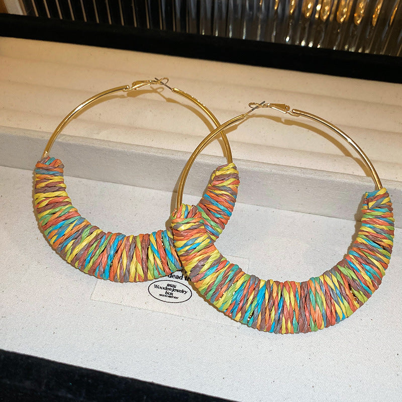 Earrings - Handmade Grass Vine Hoop