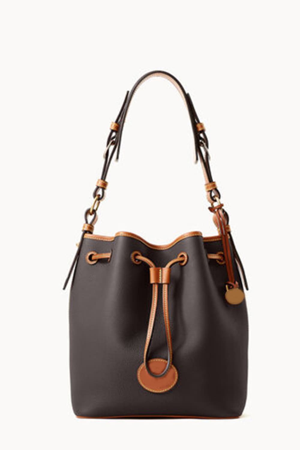 Modern Vegan Leather Drawstring Bucket Bag