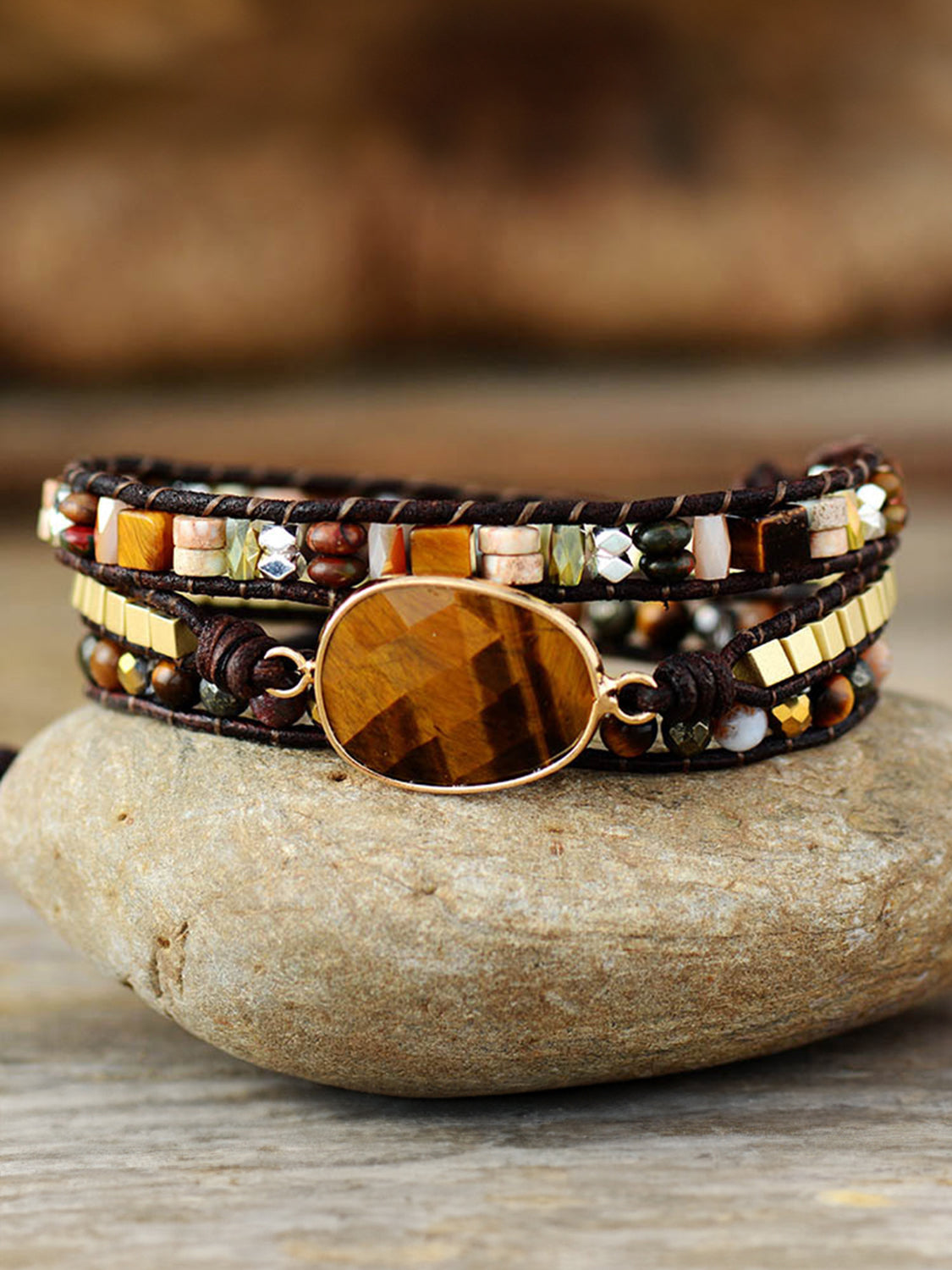 Bracelet - Triple-Layer Imperial Jasper Stone