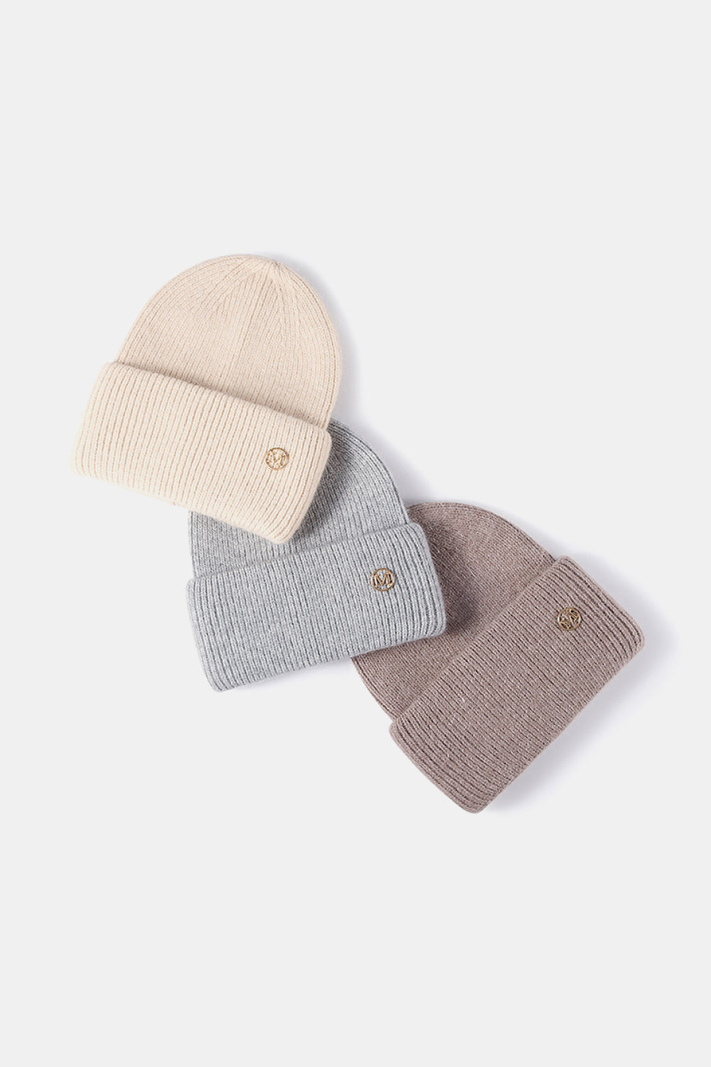 Beanie - M Emblem Rib-Knit Cuff