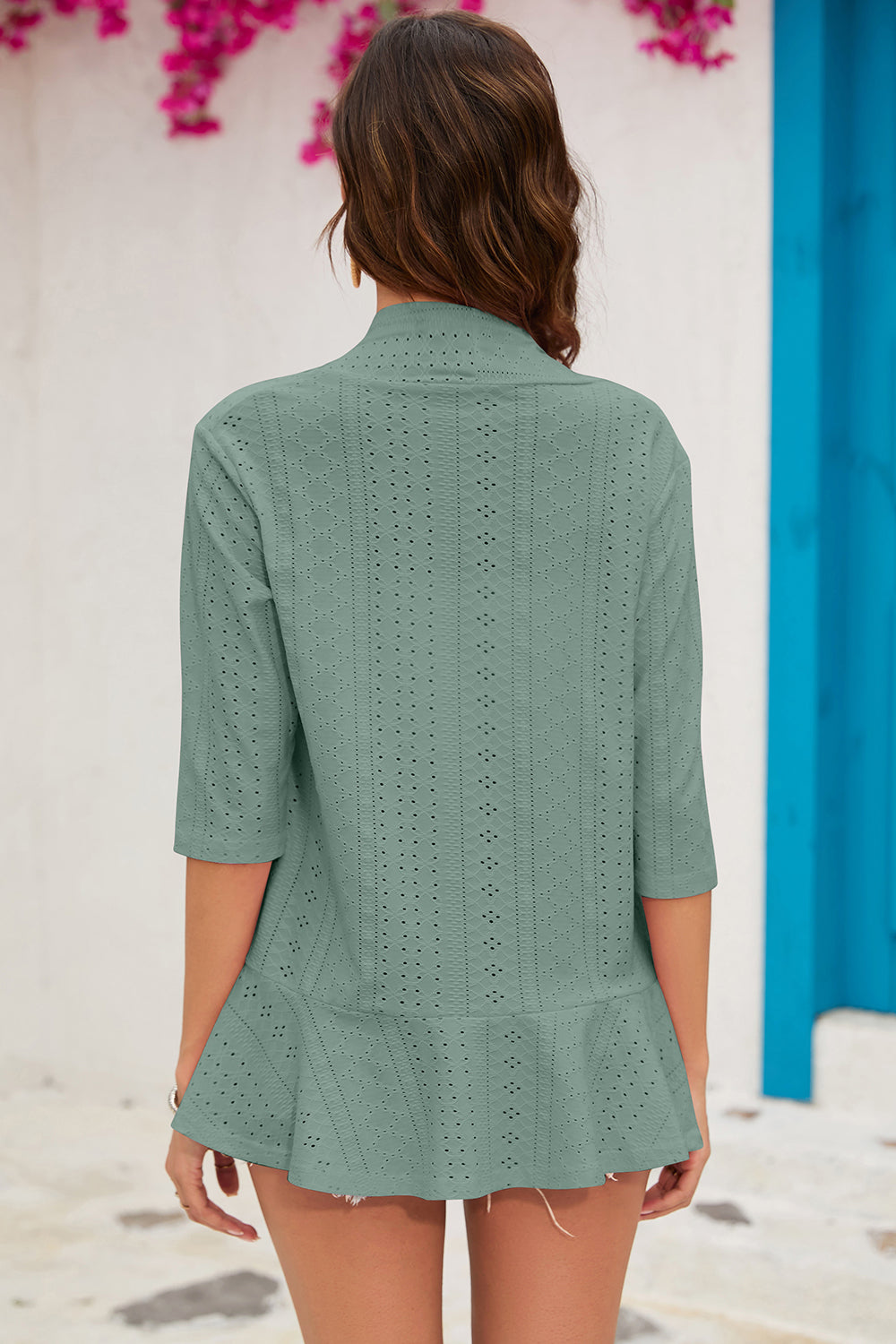 Eyelet Open Front Cardigan