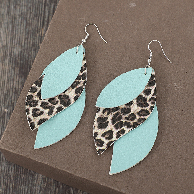 Earrings - Textured Leaf Leopard Print