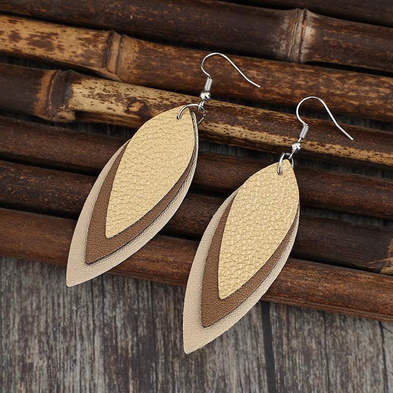 Earrings - Textured Leaf Faux Leather