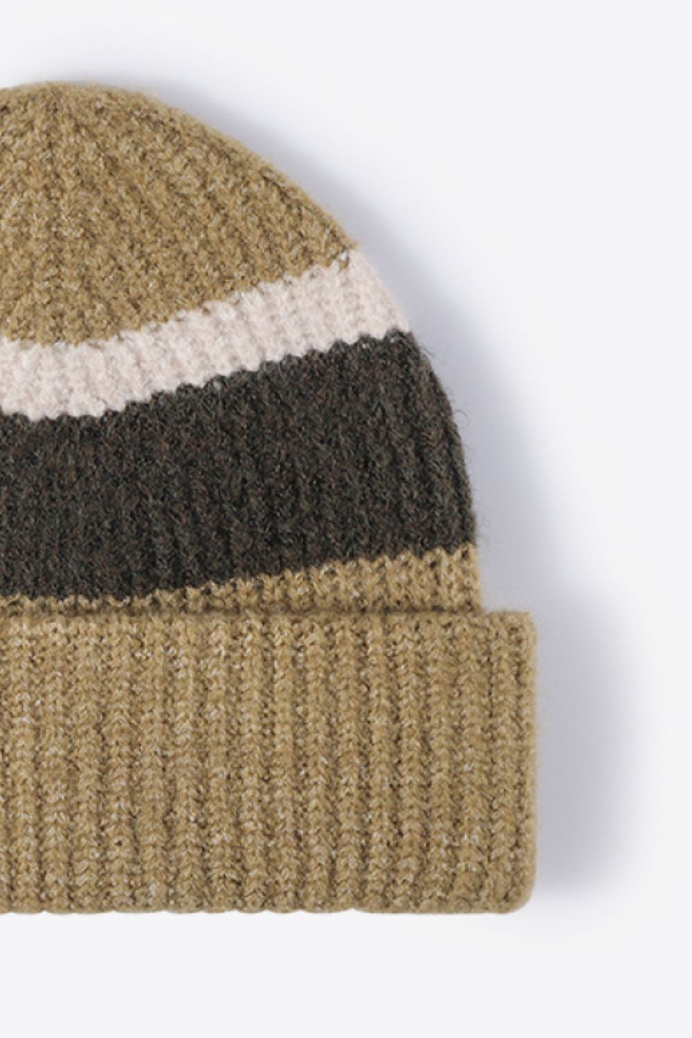 Beanie - Tricolor Rib Knit Cuff