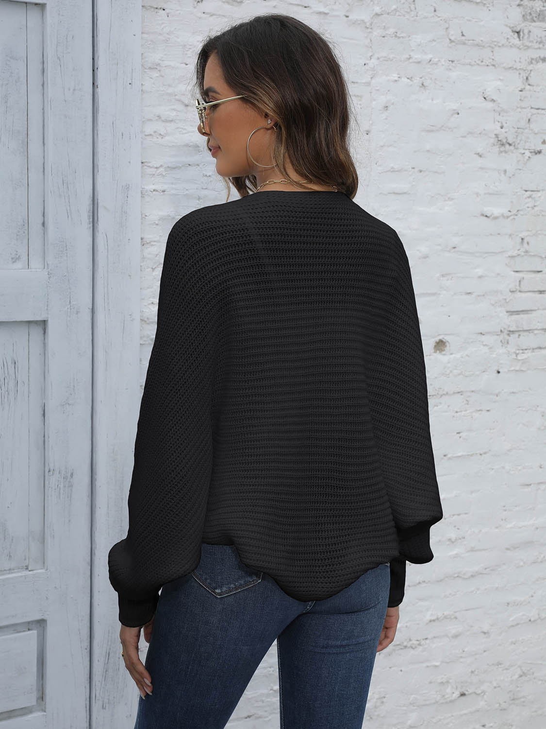 Bat Sleeve Open Front Cardigan