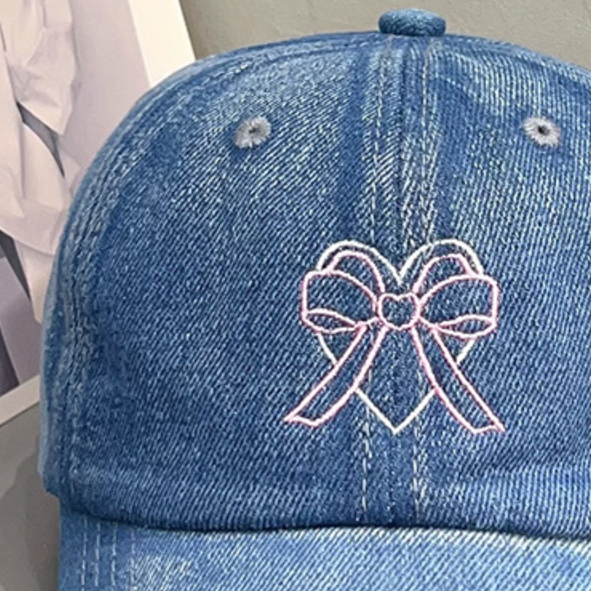 Baseball Cap - Distressed Washed Bow-Heart