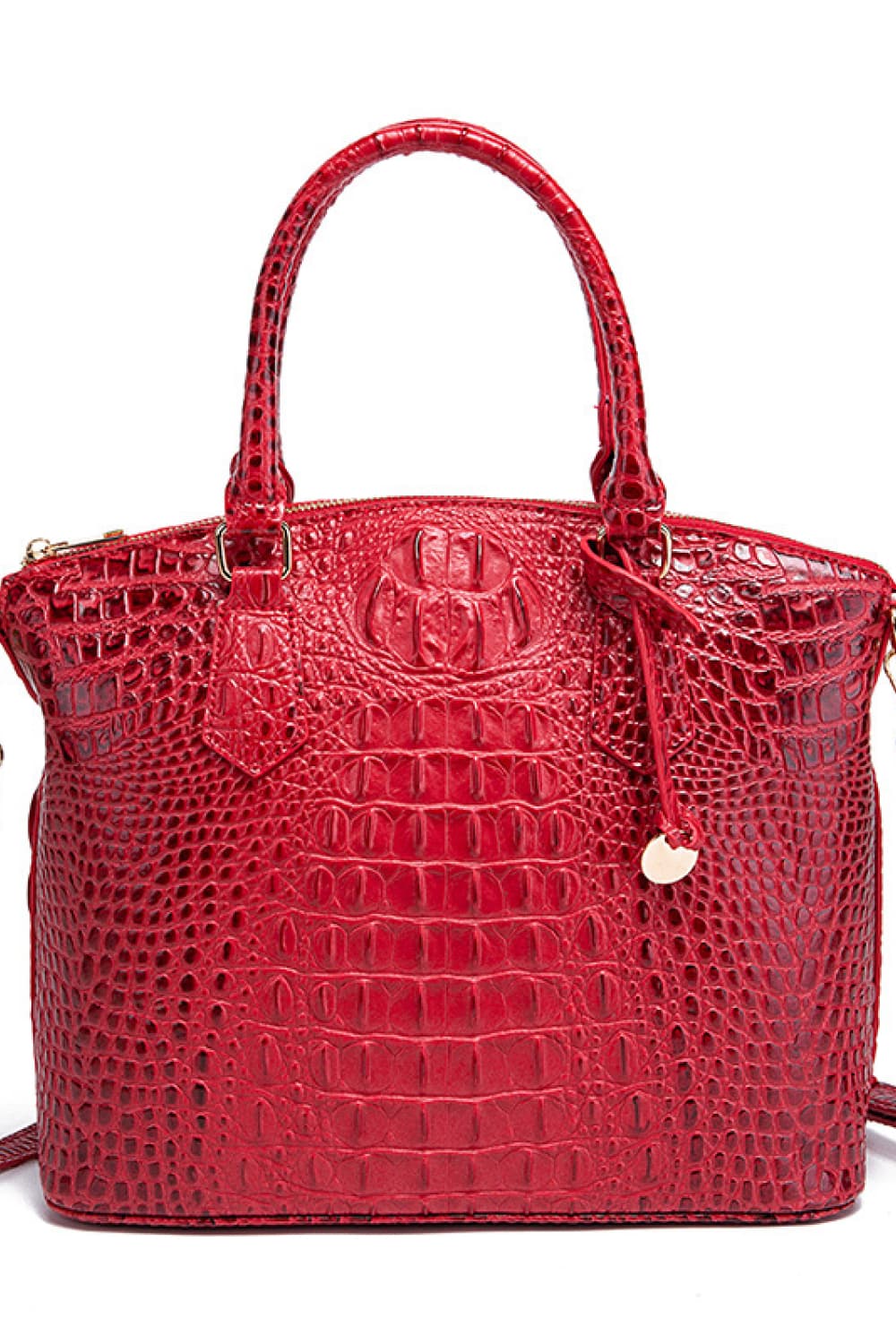 Crocodile Embossed Dome Handbag