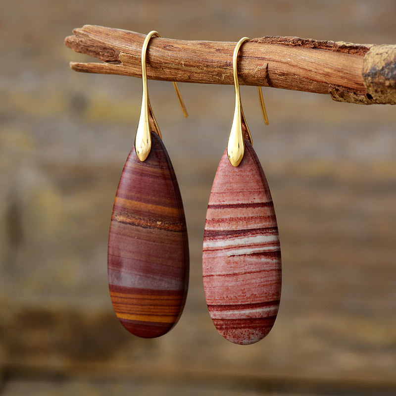 Earrings - Polished Stone Waterdrop