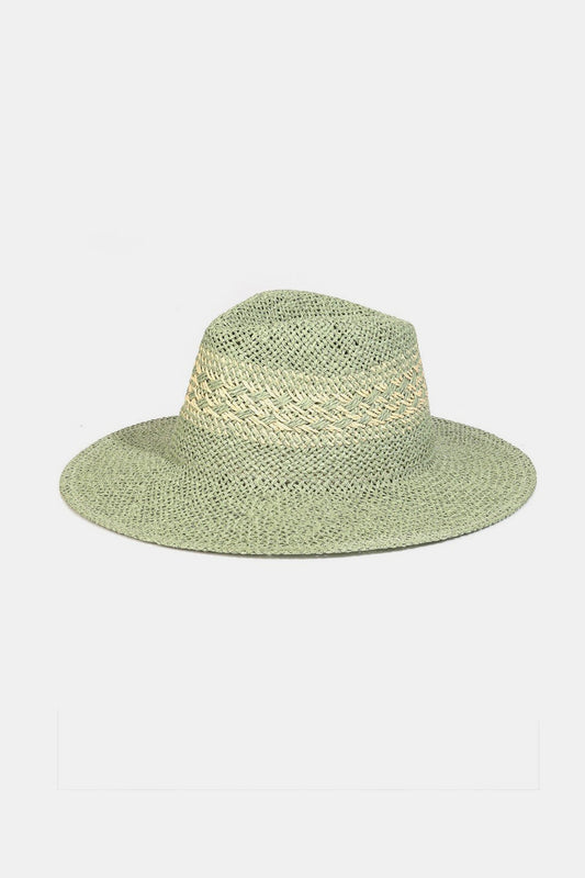 Sun Hat - Contrast Wide Brim Straw Hat