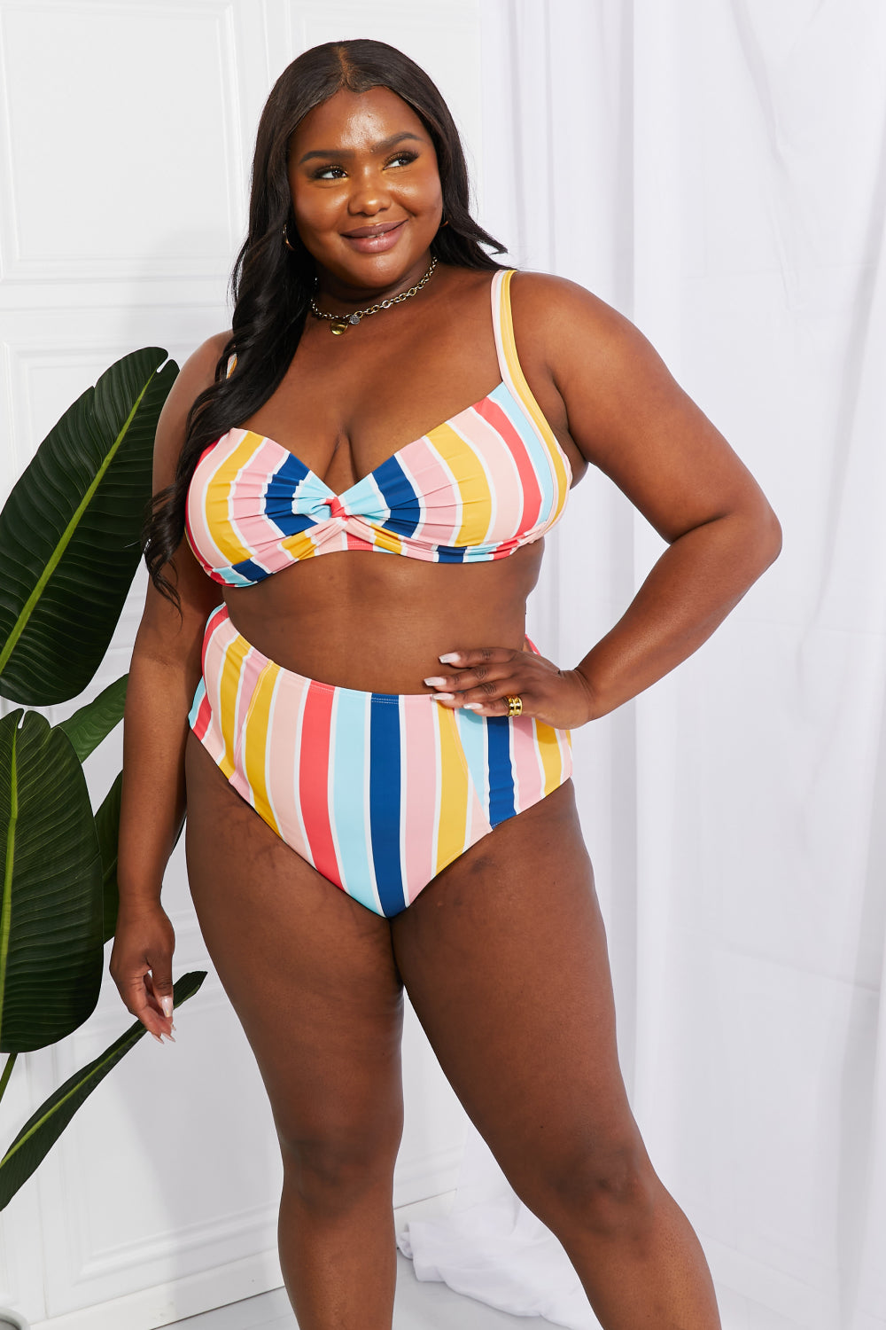 High-Rise Bikini in Stripe