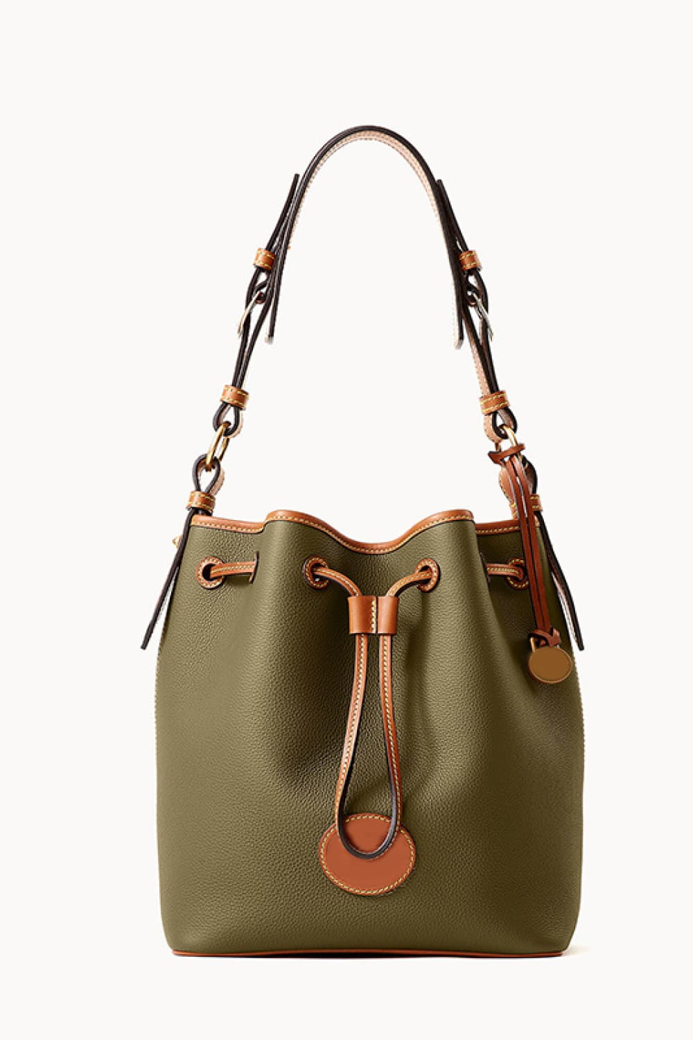 Modern Vegan Leather Drawstring Bucket Bag