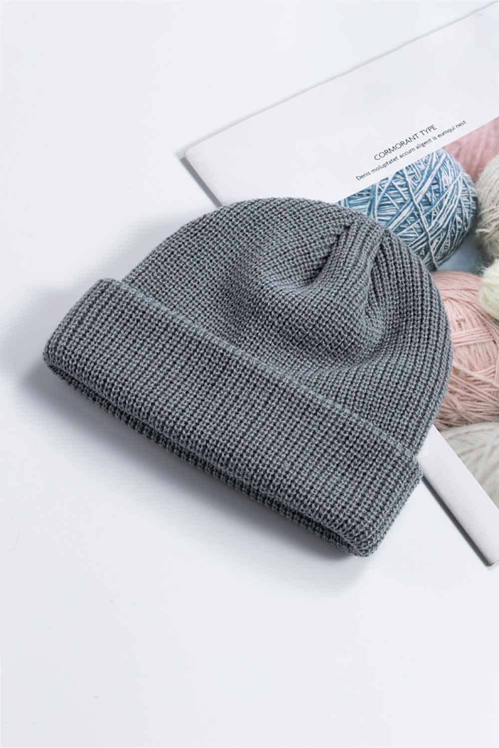 Beanie - Solid Color Rib-Knit Cuff