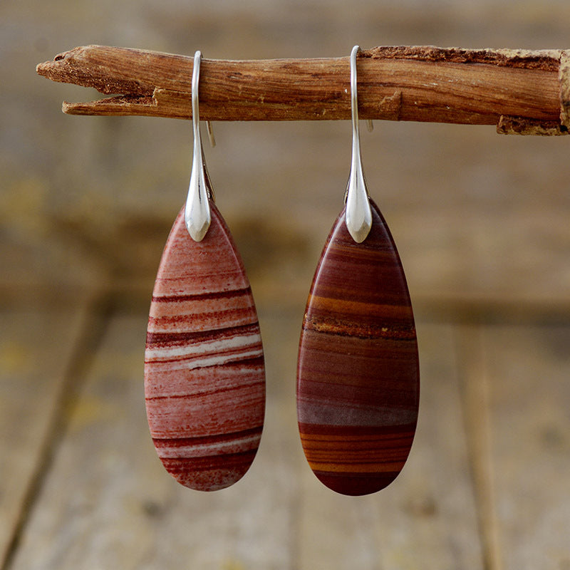 Earrings - Polished Stone Waterdrop