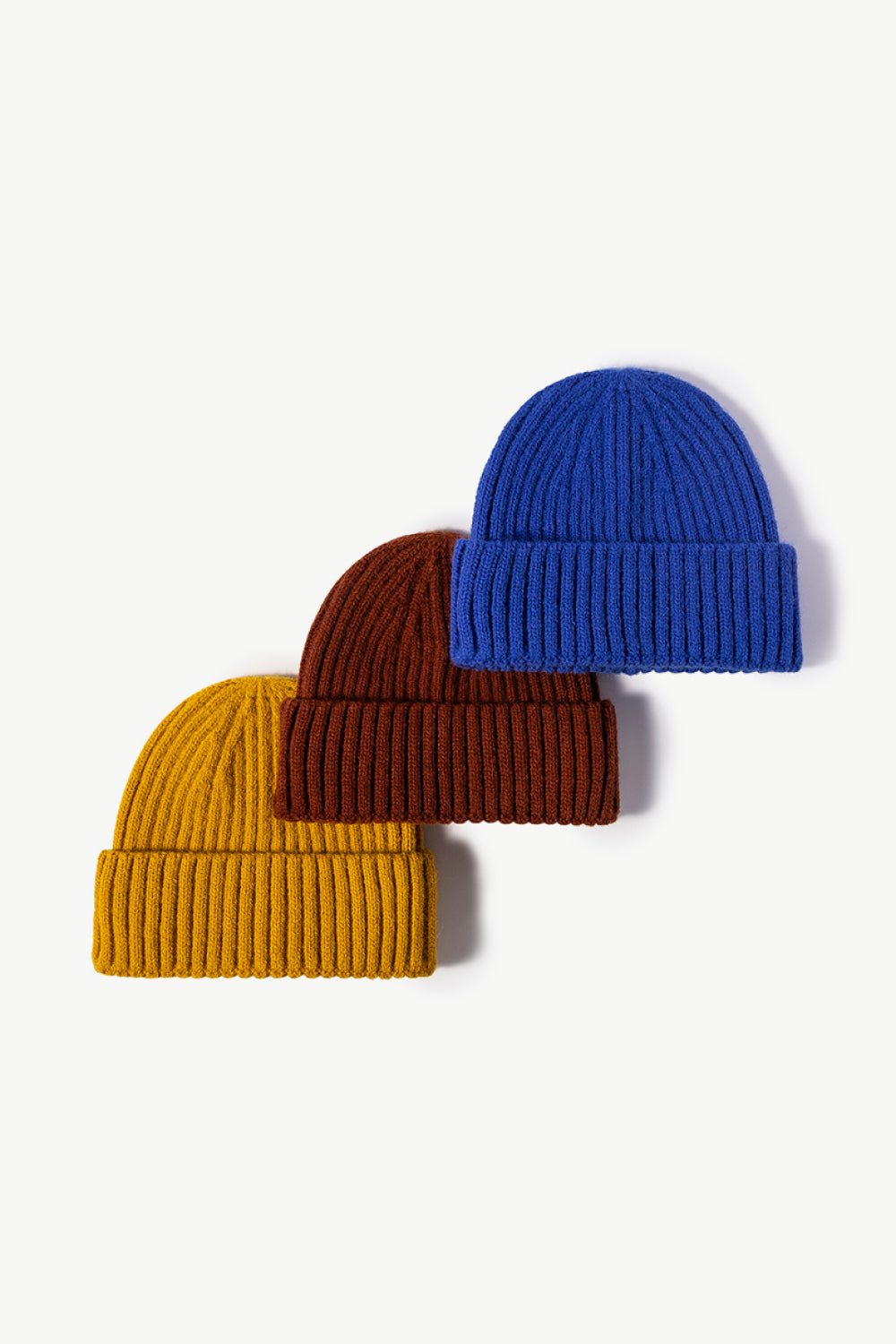 Beanie - Solid Color Rib-Knit Cuff