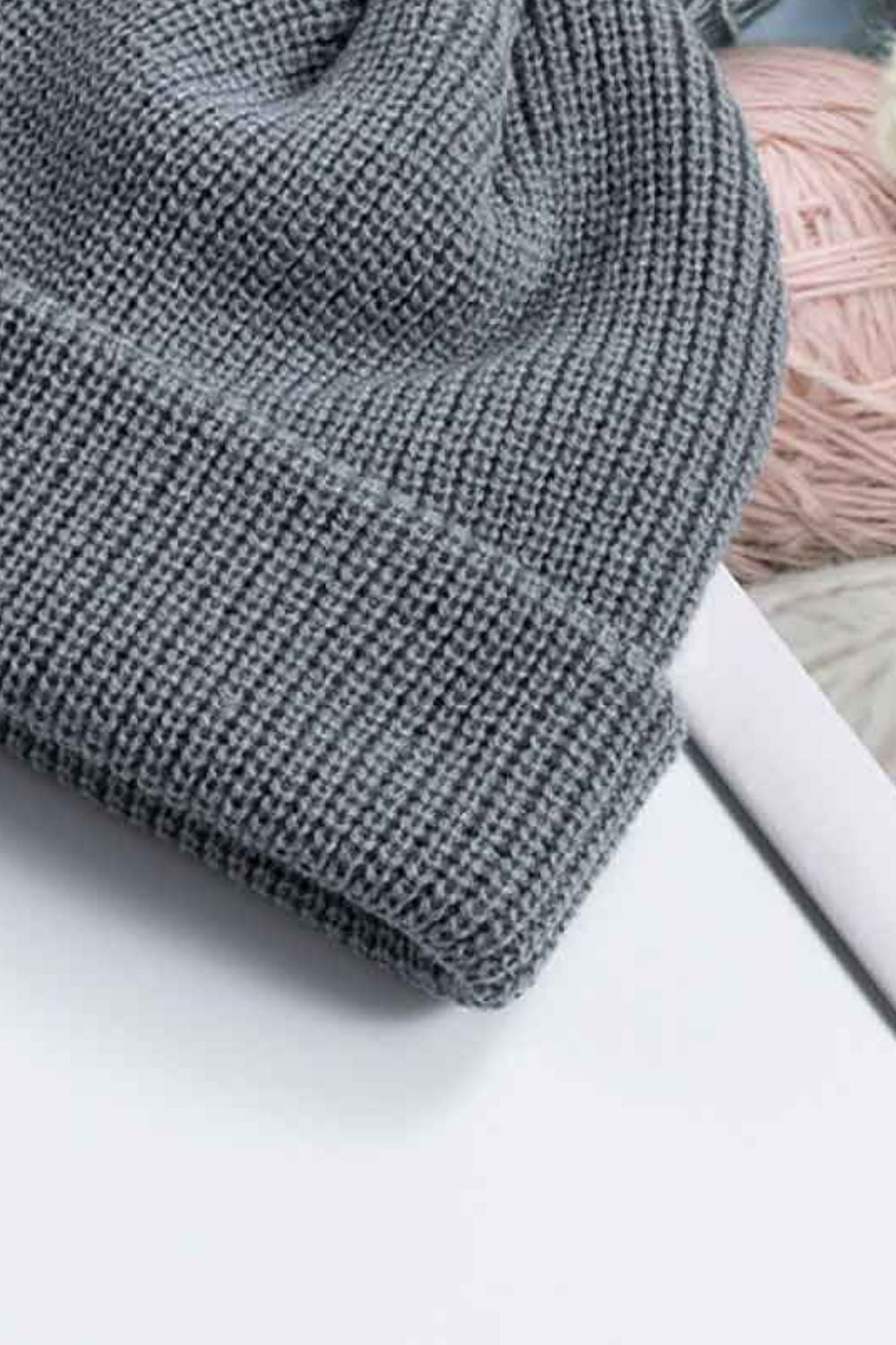 Beanie - Solid Color Rib-Knit Cuff