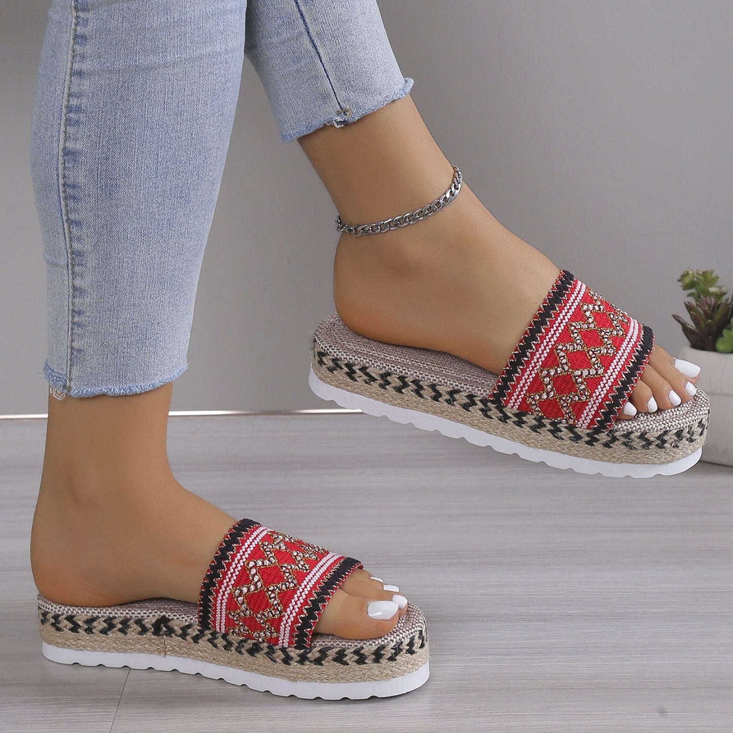 Sandals - Geometric Weave Platform