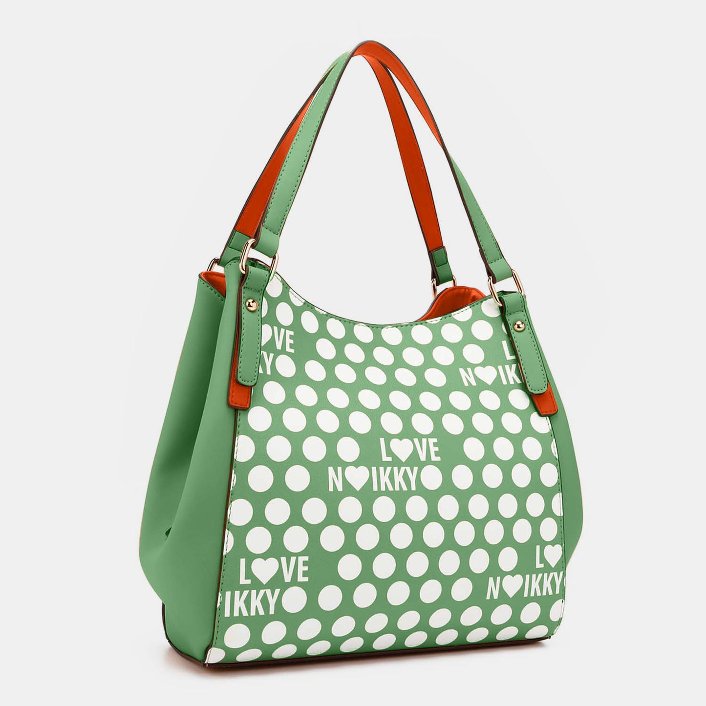 Designer Faux Leather Polka-Dot Handbag