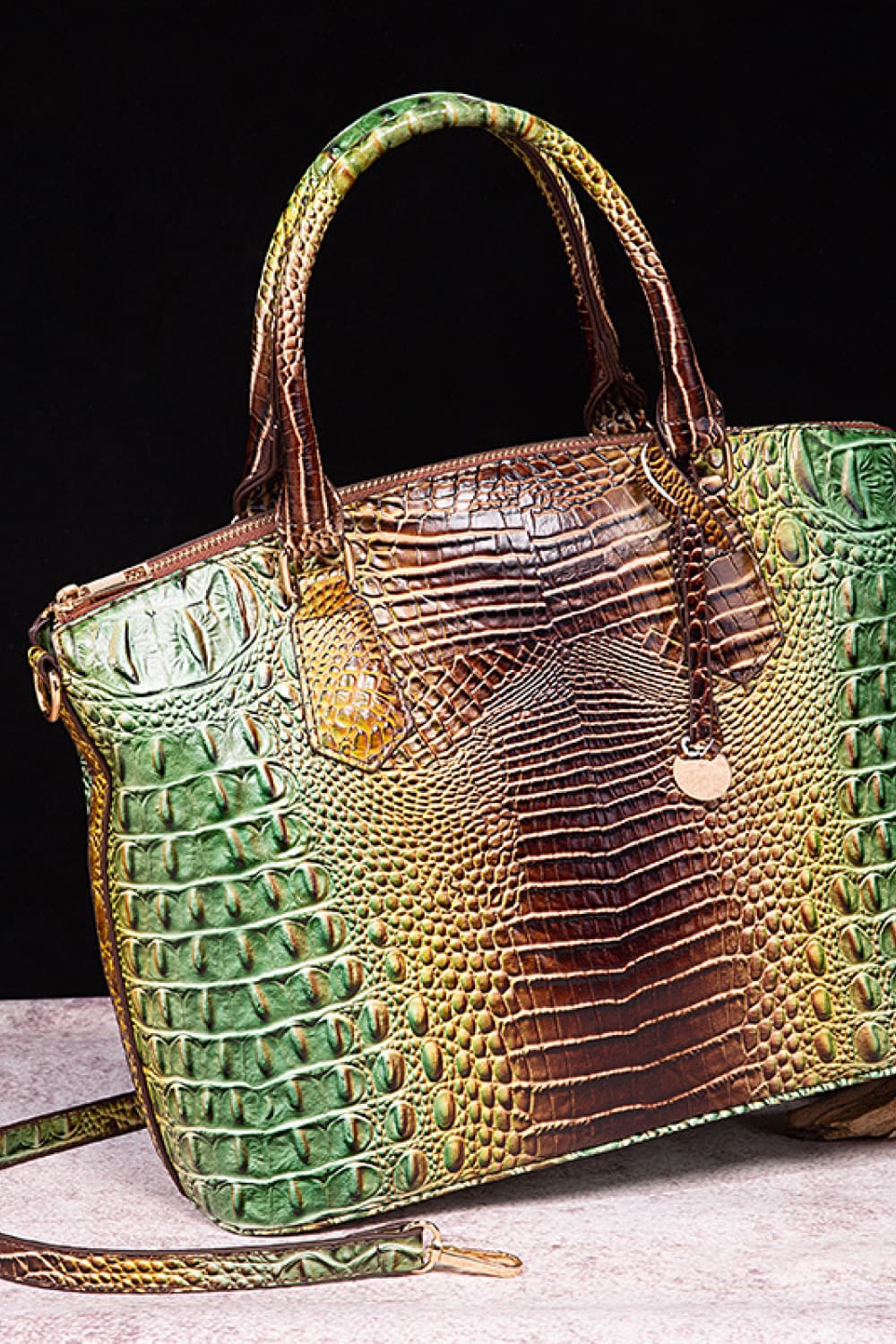 Crocodile Embossed Multi-Gradient Handbag