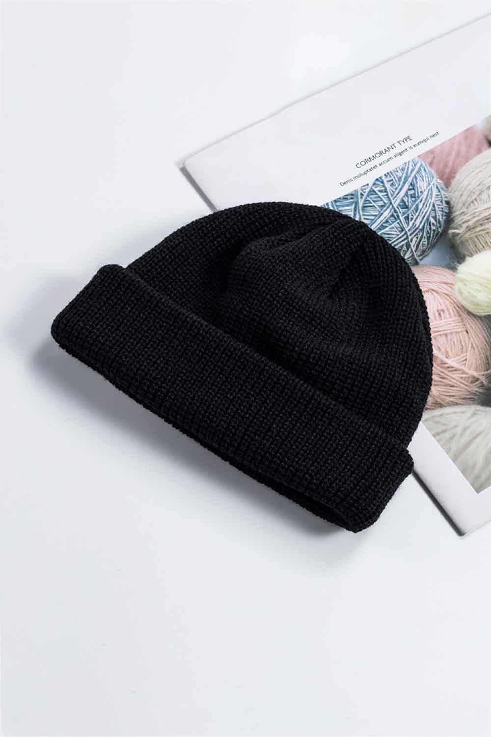 Beanie - Solid Color Rib-Knit Cuff