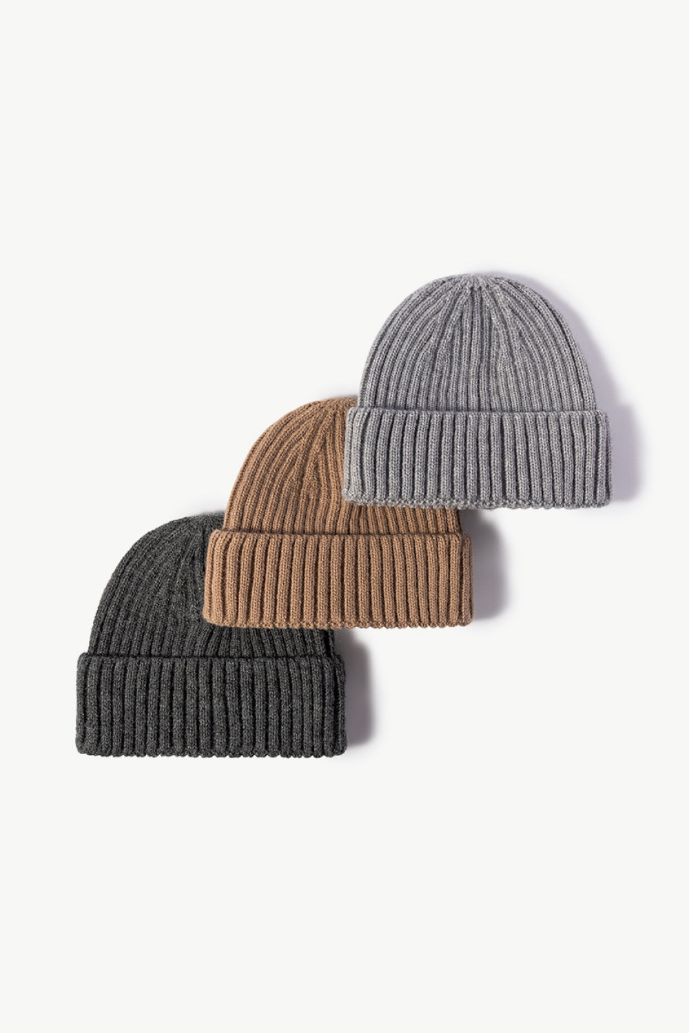 Beanie - Solid Color Rib-Knit Cuff