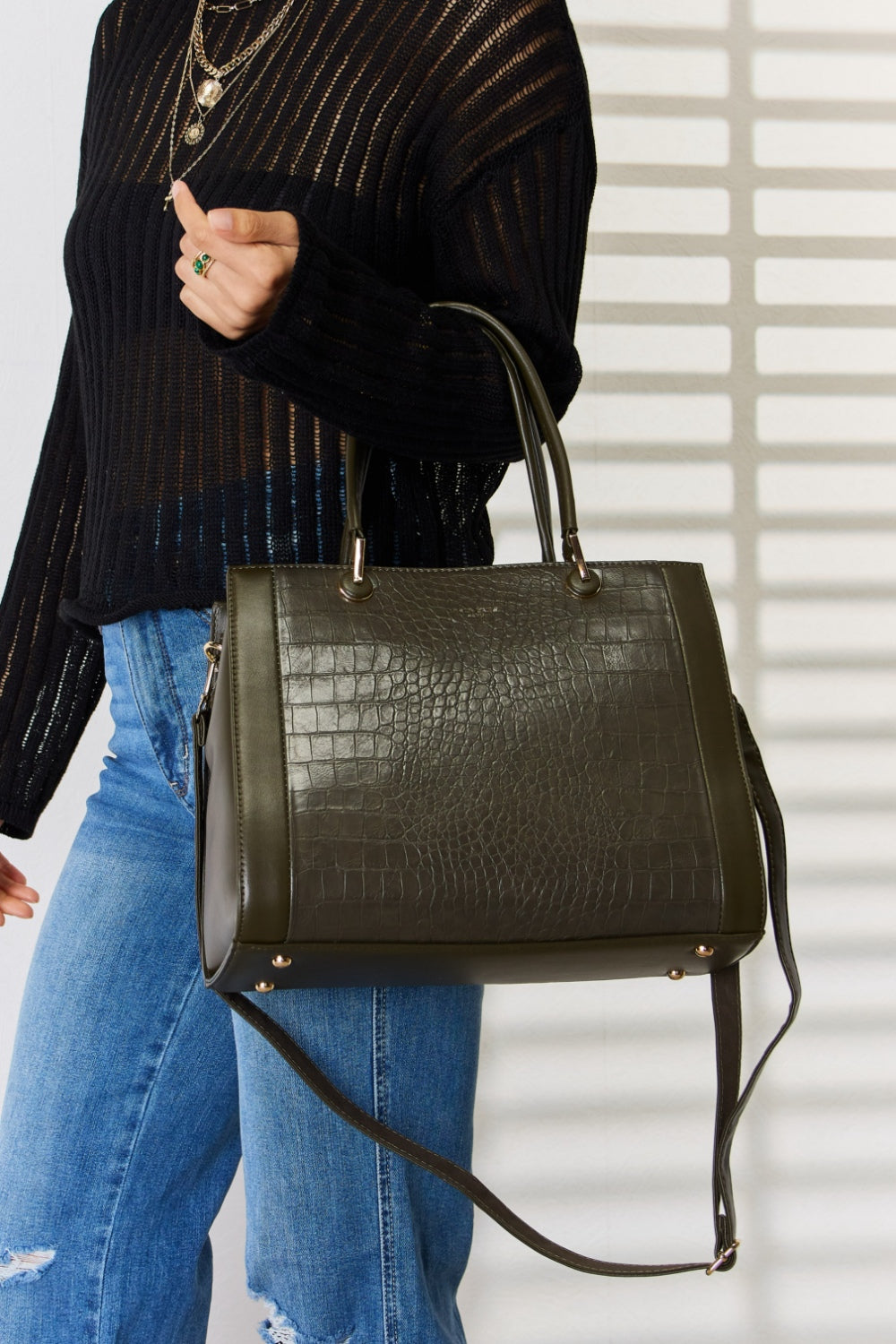 Designer Alligator Embossed Handbag