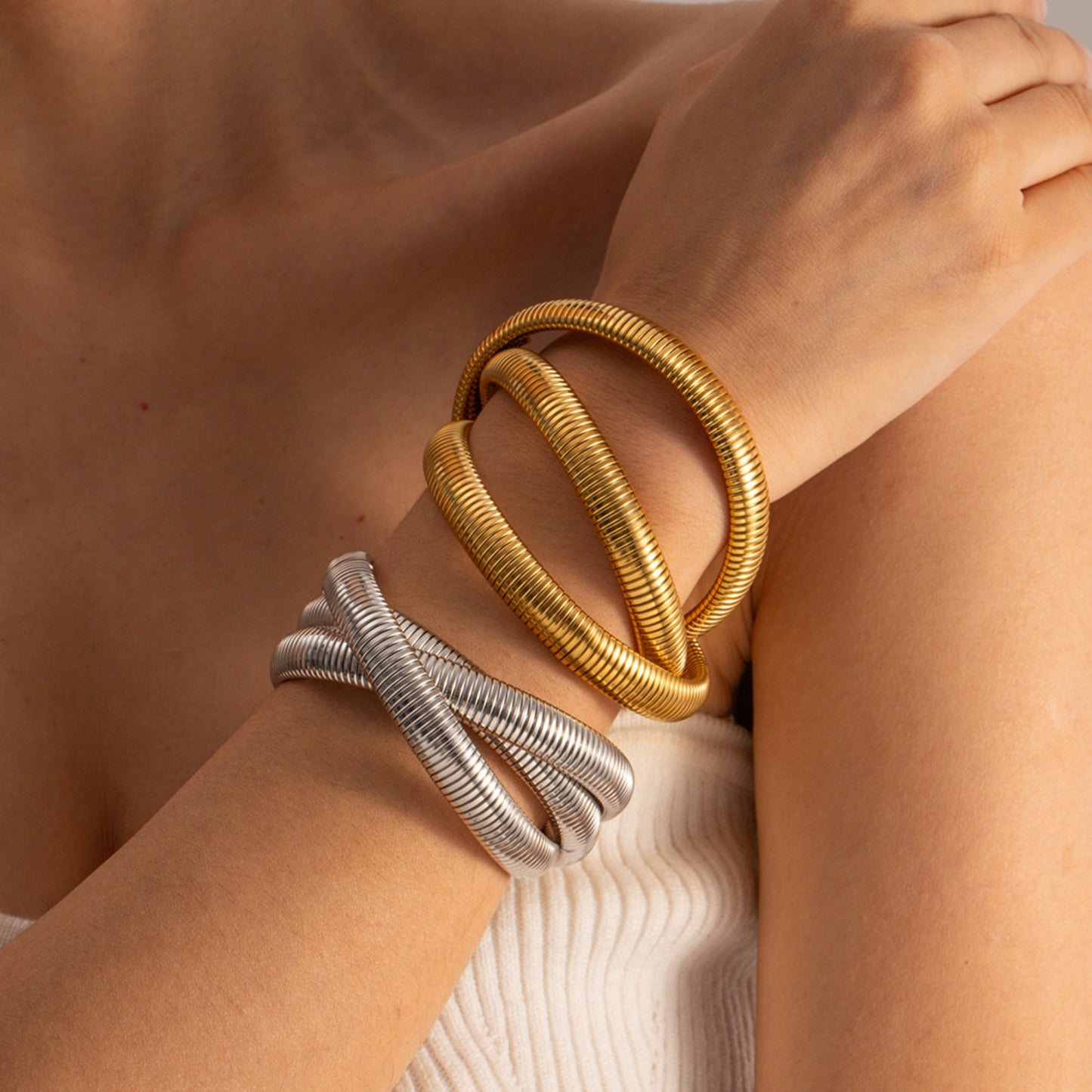 Bracelet - Triple Intertwined Stretch Snake