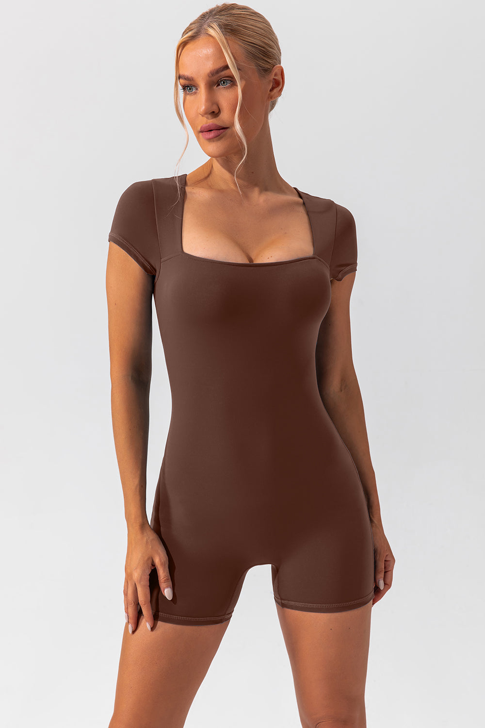 Romper - Square Neck Cap Sleeve Active