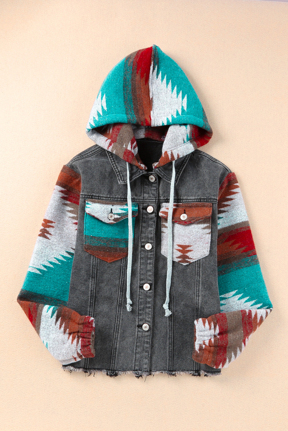 Native Design Hooded Denim Jacket