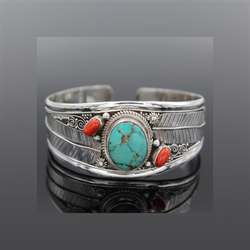 Bracelet - Turquoise Stone Open Cuff