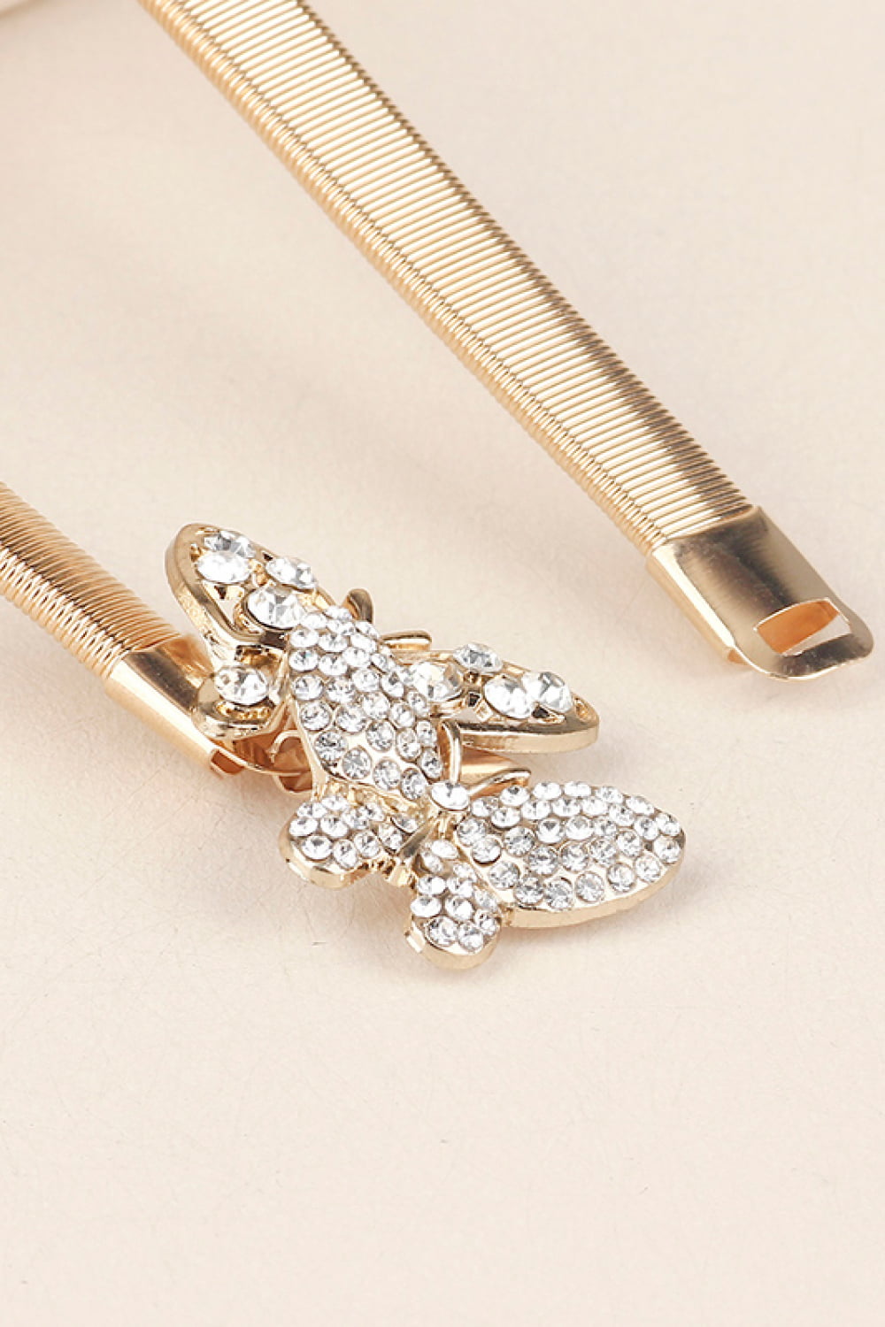 Belt - Rhinestone Butterfly Elastic Metal Belt