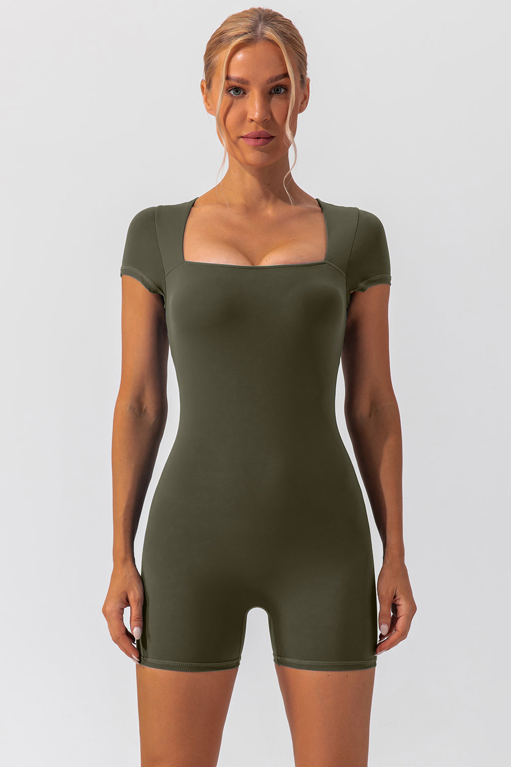 Romper - Square Neck Cap Sleeve Active