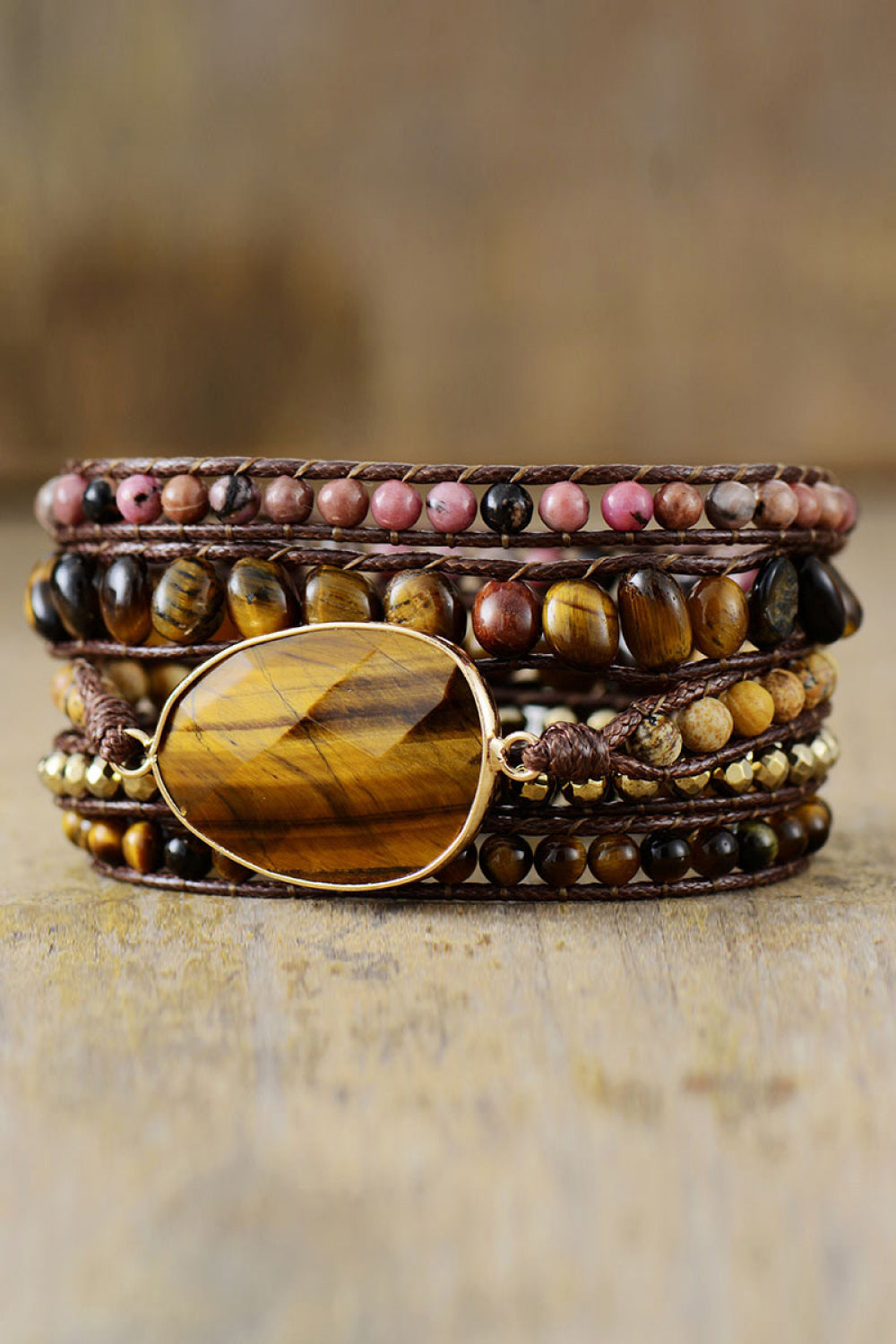 Bracelet - Beaded Tigers Eye Natural Stone