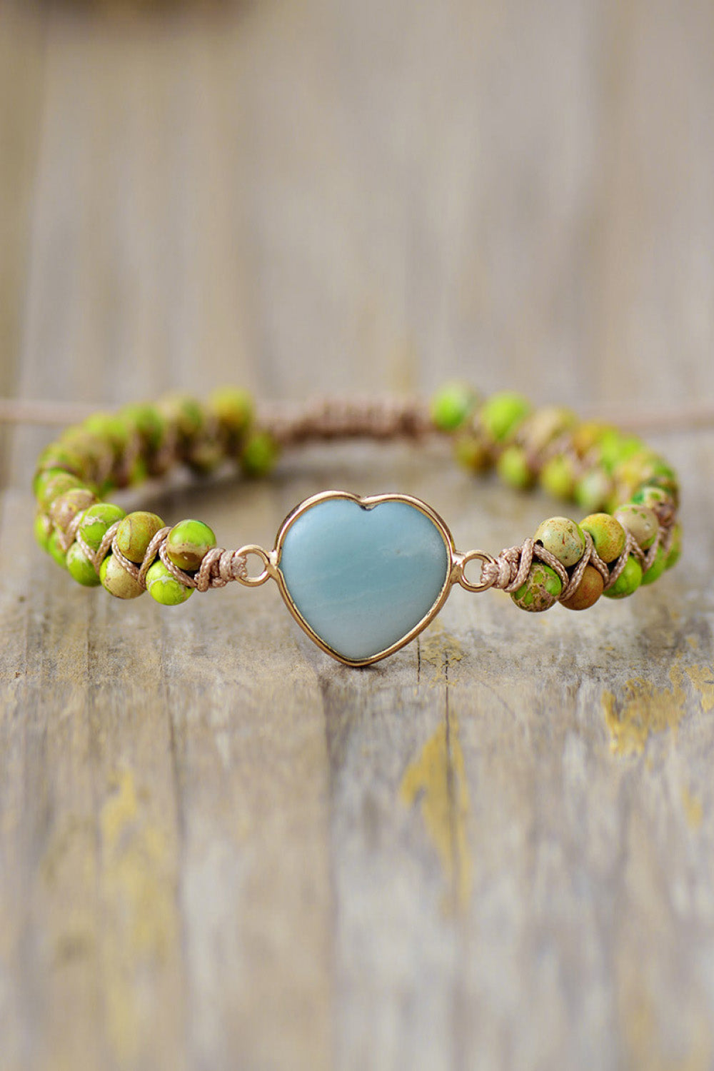 Bracelet - Beaded Heart-Shaped Natural Stone