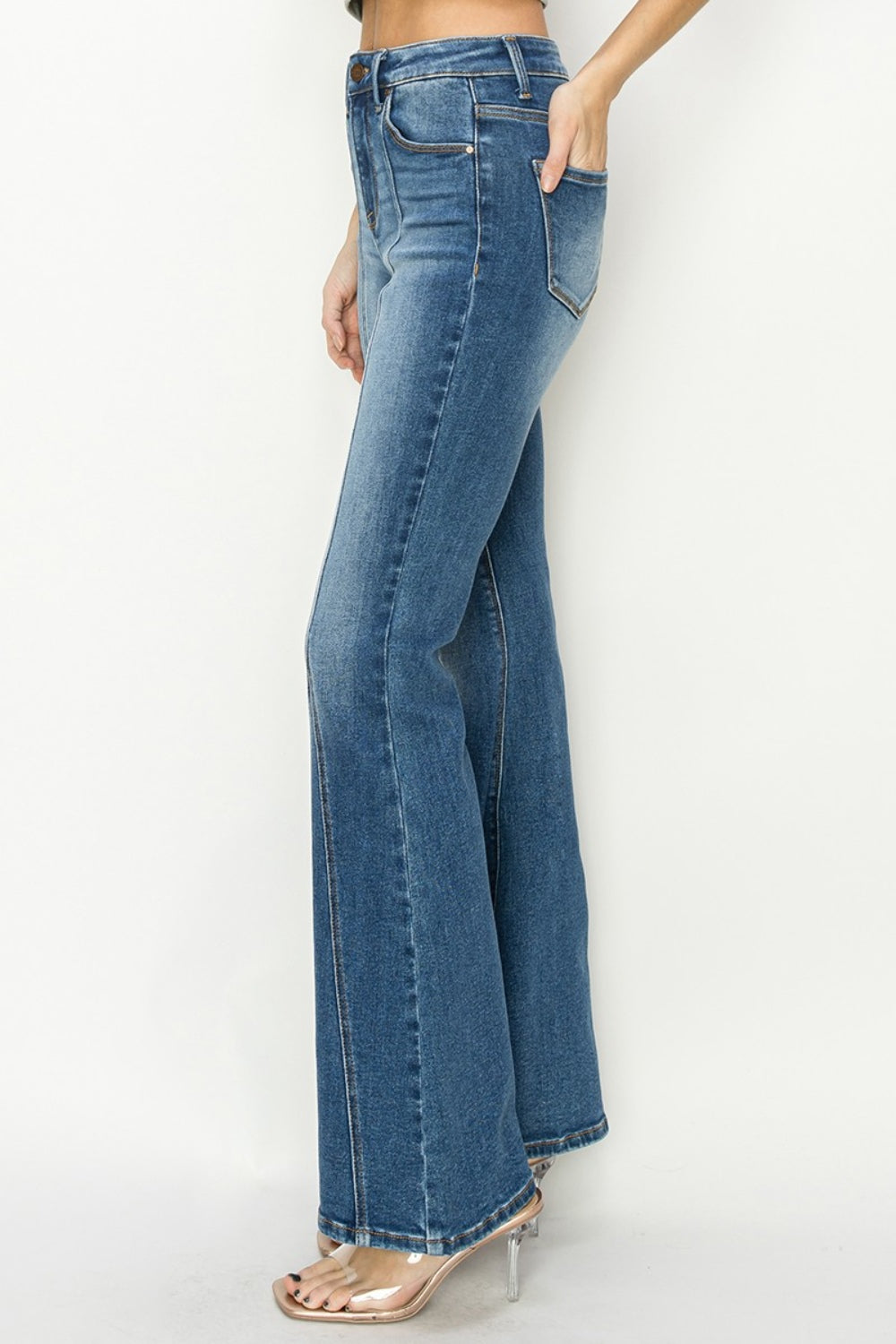 Full-Size High-Rise Front Seam Flare Jeans