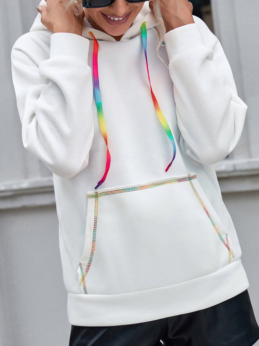 Contrast Stitching Raglan Sleeve Hoodie