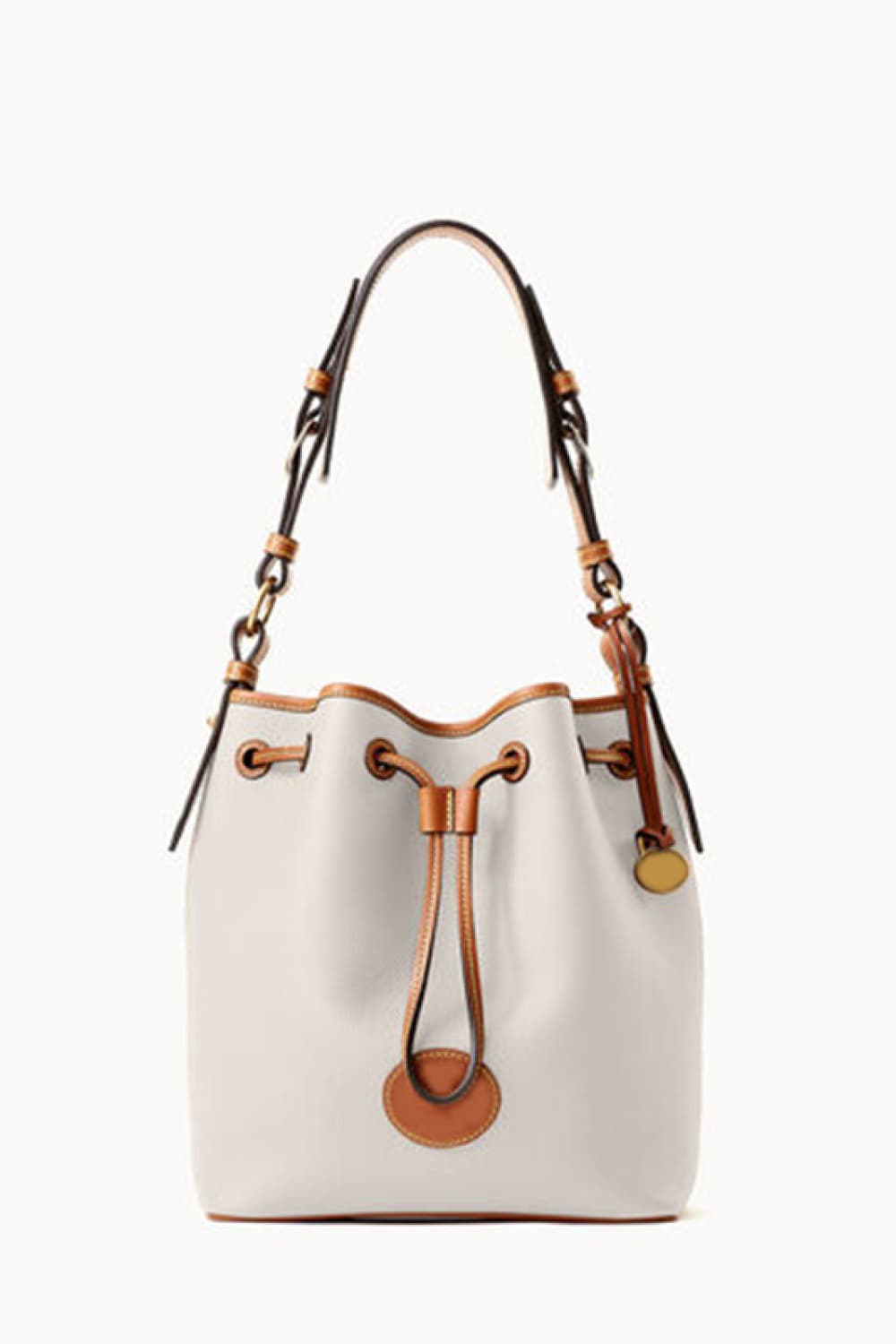 Modern Vegan Leather Drawstring Bucket Bag