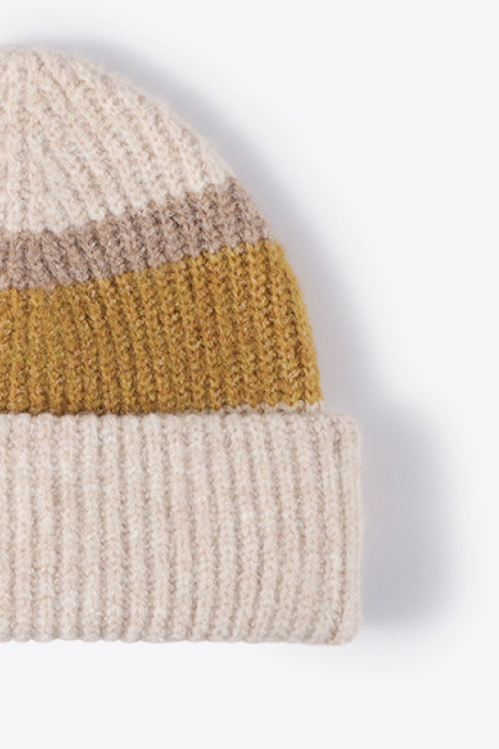 Beanie - Tricolor Rib Knit Cuff