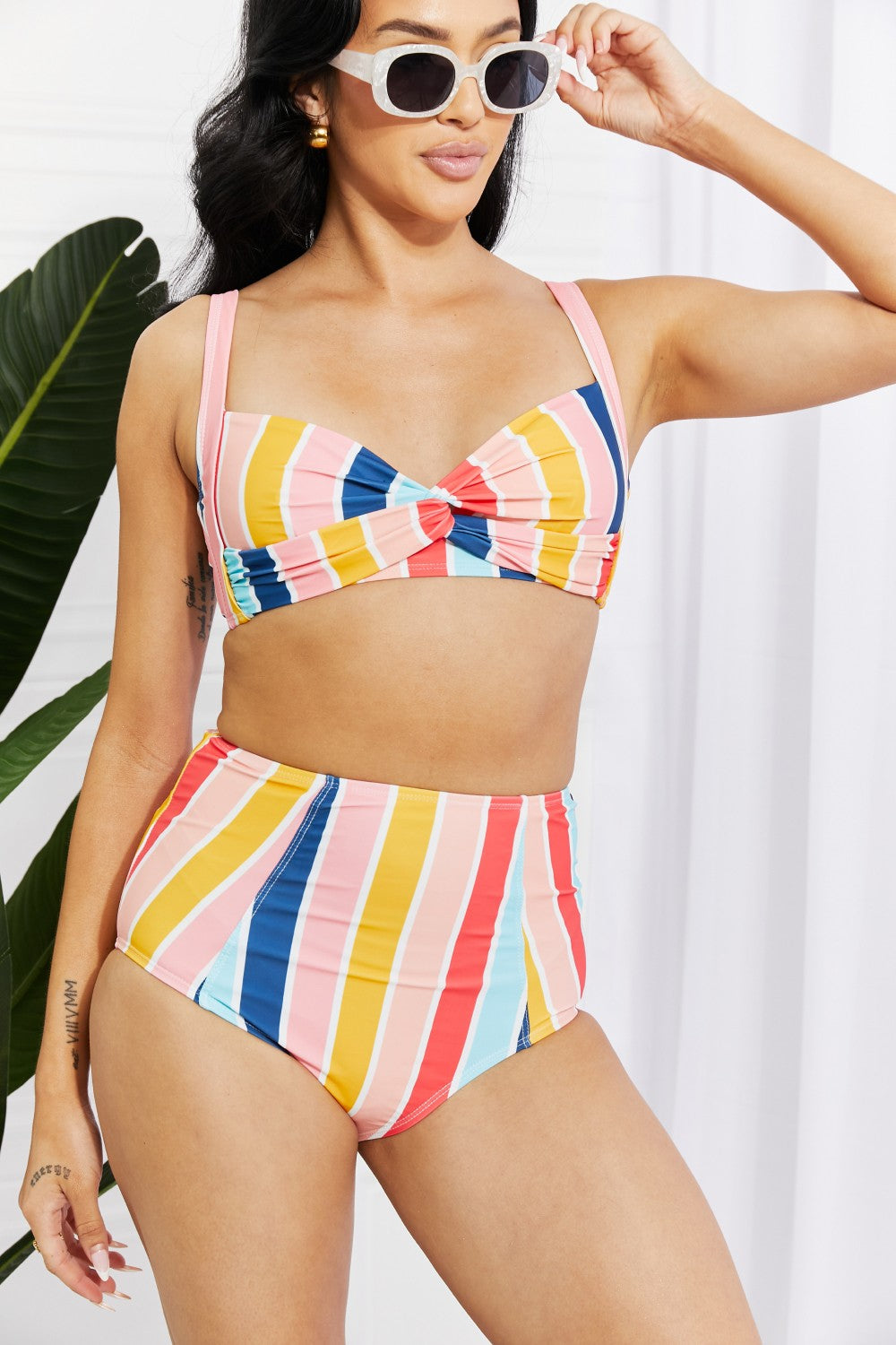 High-Rise Bikini in Stripe