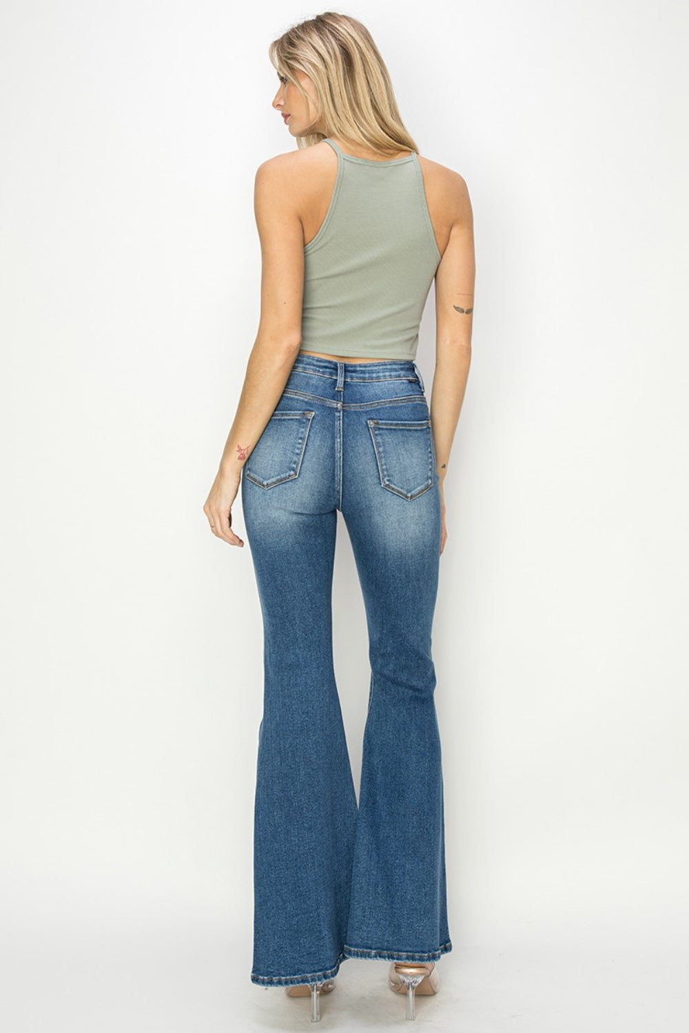 Full-Size High-Rise Front Seam Flare Jeans