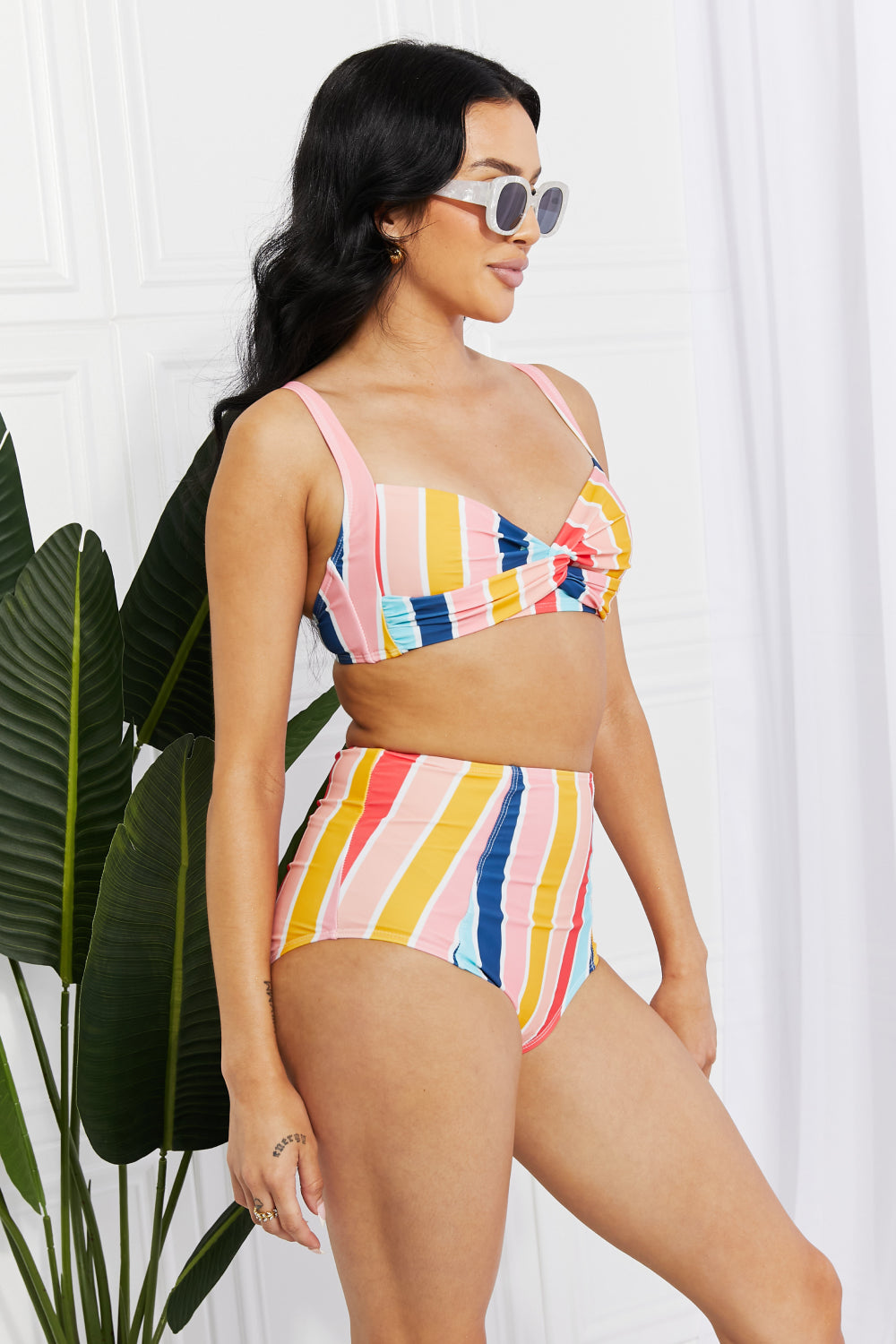 High-Rise Bikini in Stripe