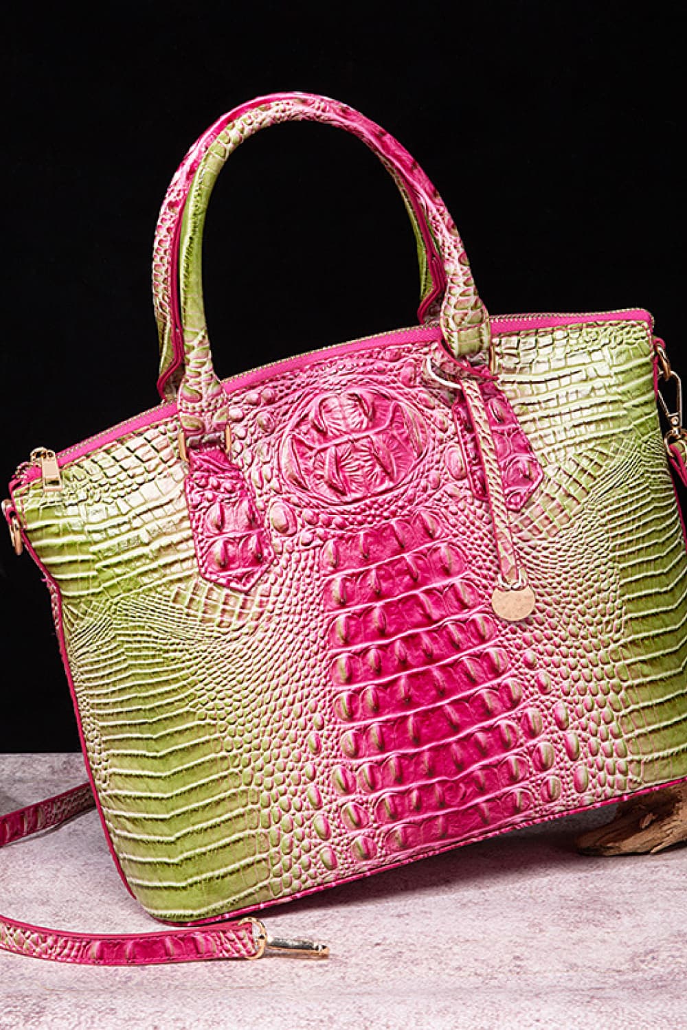 Crocodile Embossed Multi-Gradient Handbag