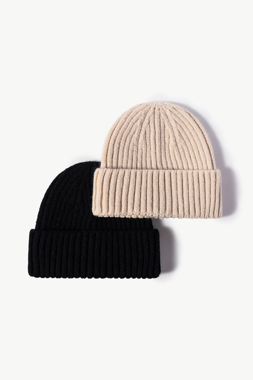 Beanie - Solid Color Rib-Knit Cuff