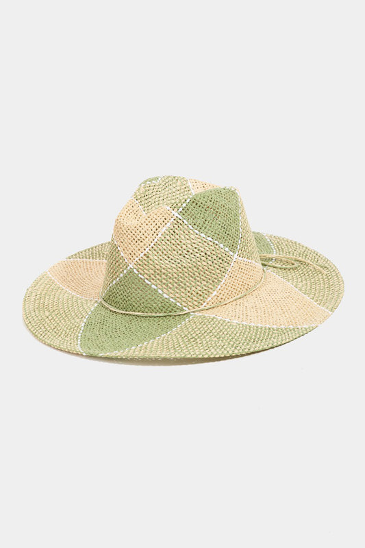 Sun Hat - Wide Brim Contrast Straw Braid