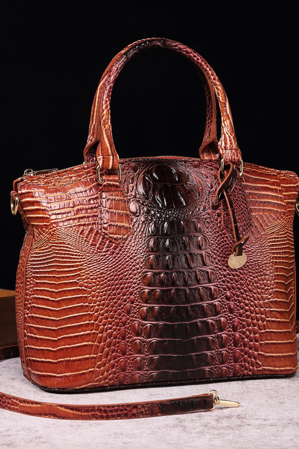 Crocodile Embossed Multi-Gradient Handbag