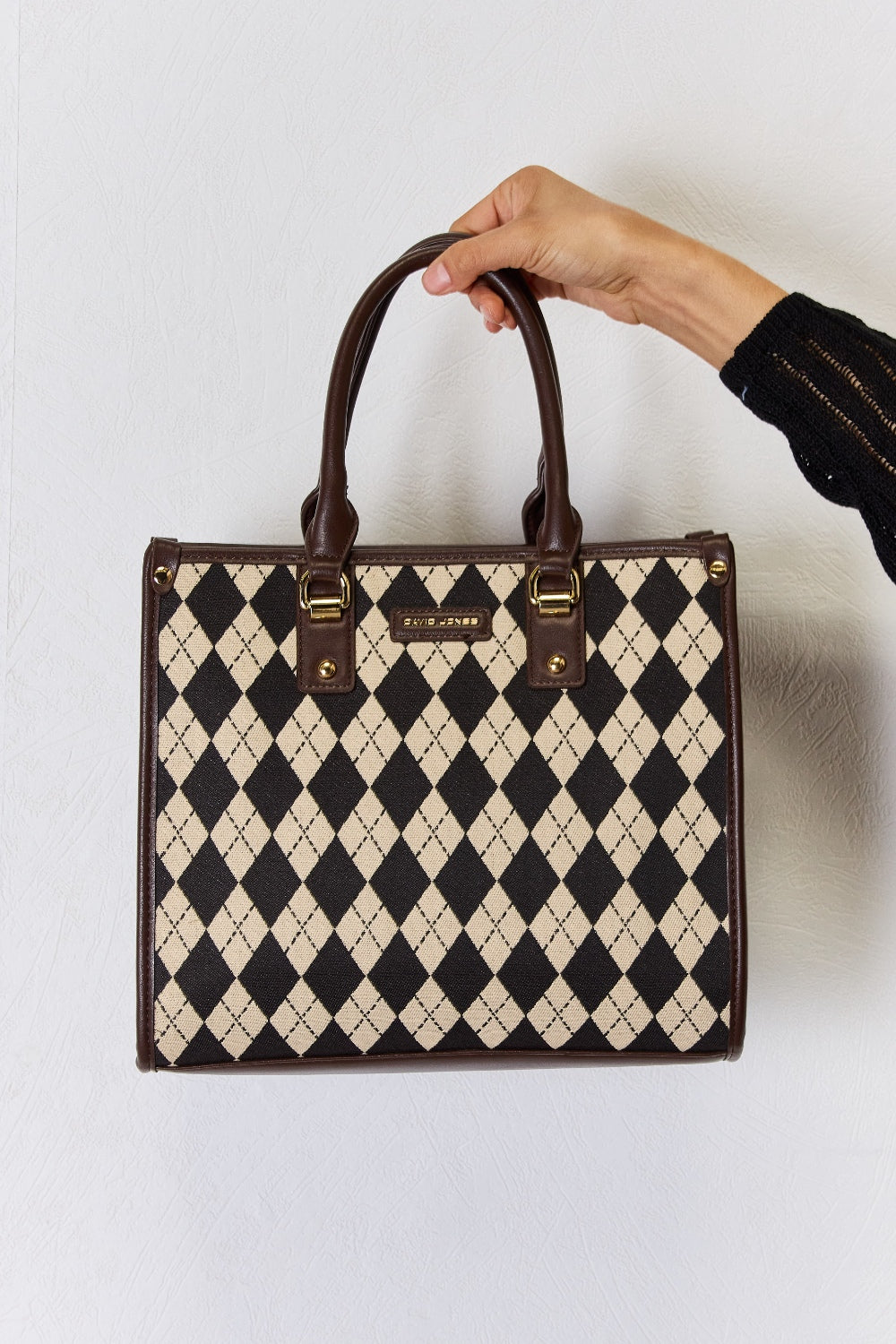 Designer Argyle Pattern Handbag