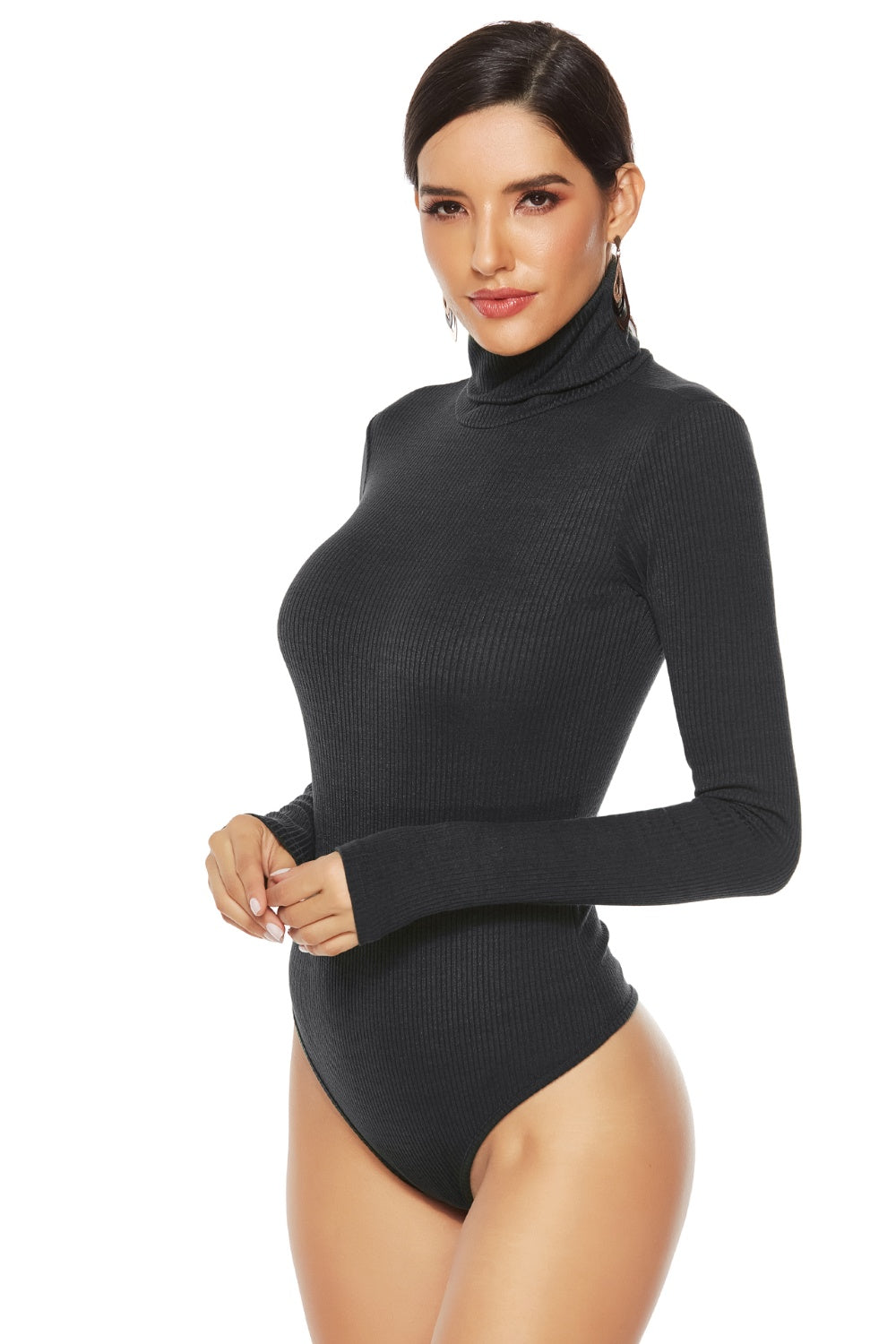 Bodysuit - Ribbed Turtleneck Long Sleeve