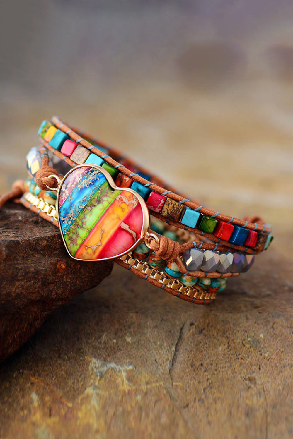 Bracelet - Rainbow Imperial Jasper & Crystal