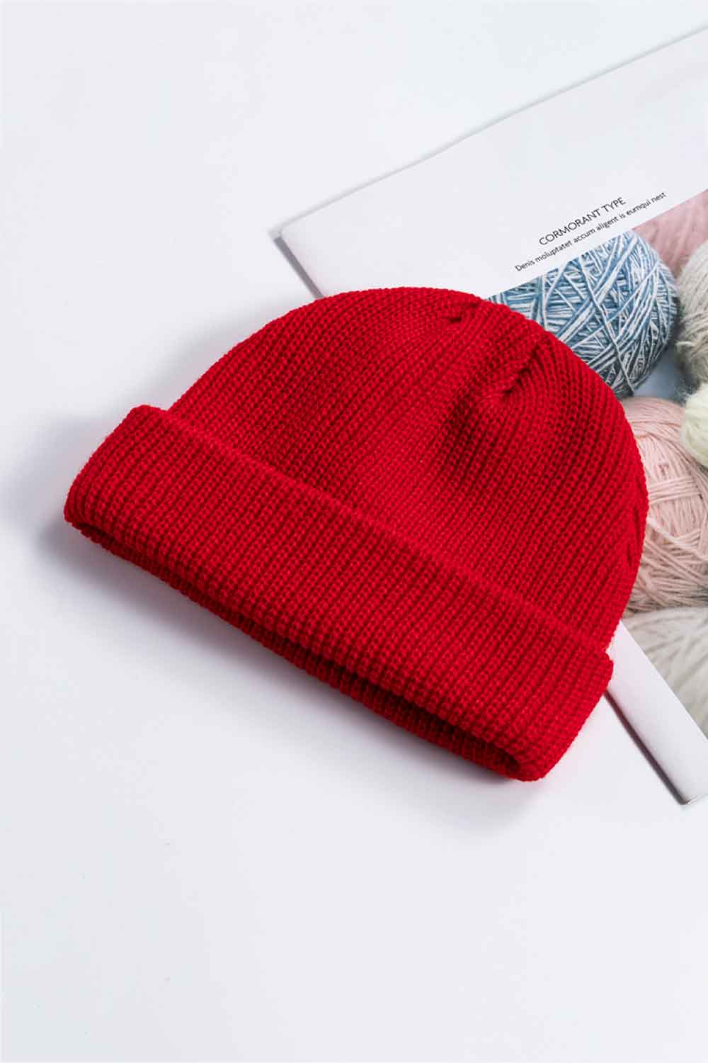 Beanie - Solid Color Rib-Knit Cuff