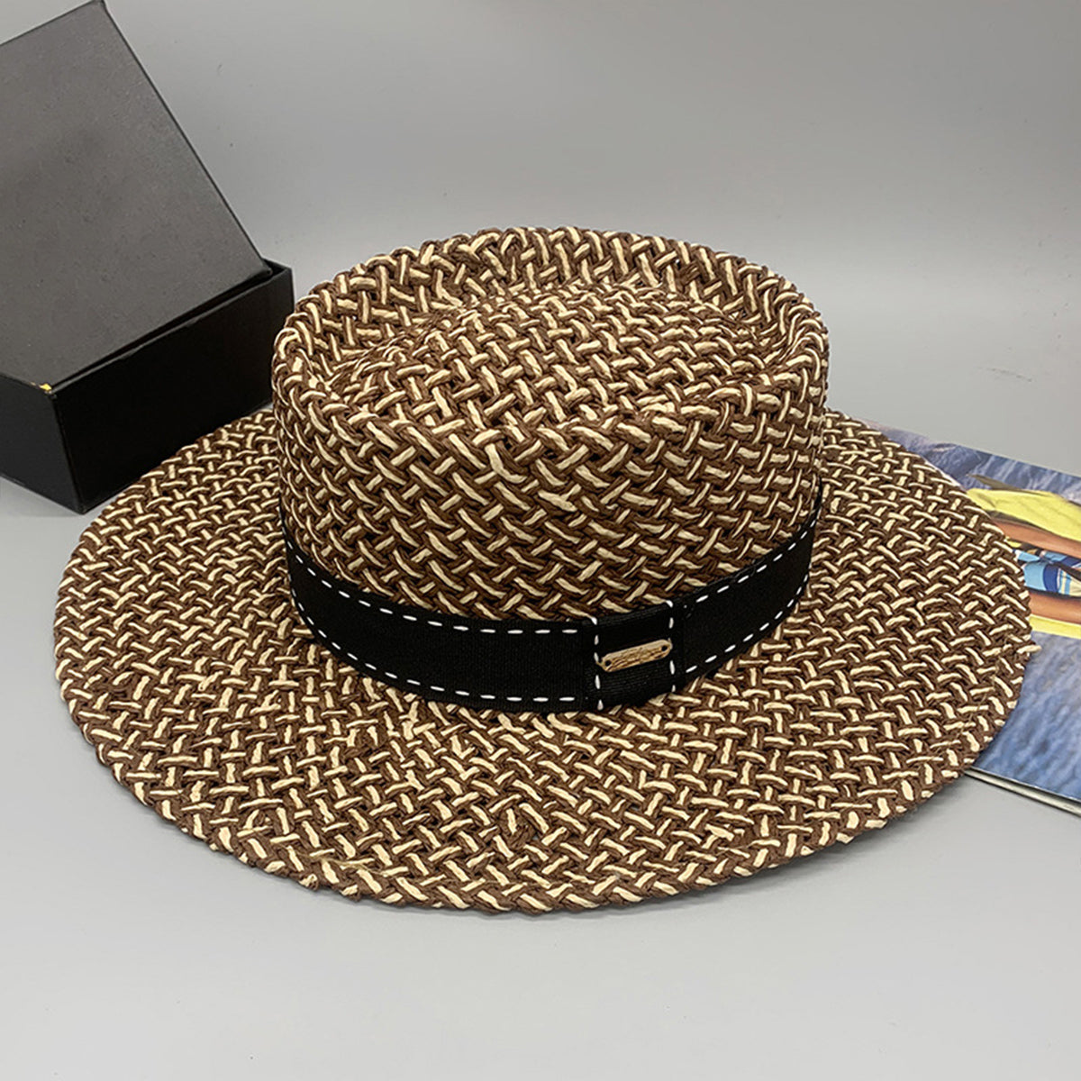 Capri Boater - Wide Brim Straw Weave